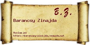 Barancsy Zinajda névjegykártya